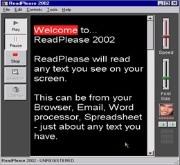 An example of ReadPlease 2002 in use.