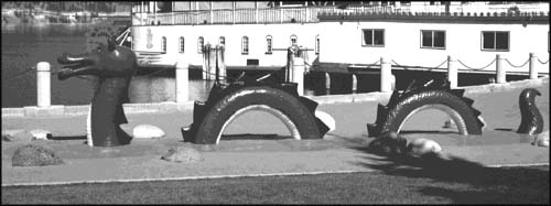 Ferry boat and Ogopogo in Kerry Park