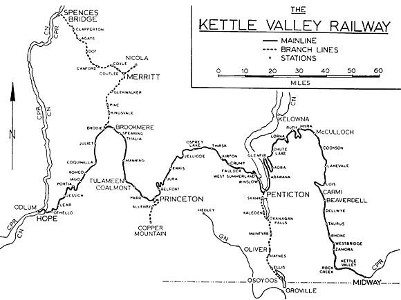 Map of Kettle Valley Railway