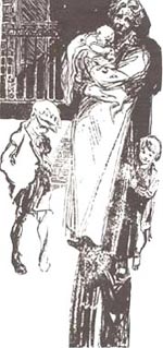 drawing of a mother and three children