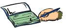 A hand signing a cheque