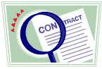 A magnifying glass and a contract
