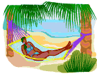 A person laying in a hammock