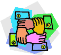  Four hands joined together
