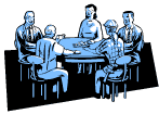 A group of employees on their lunch break