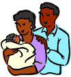 A mother and father holding a newborn