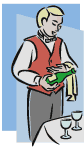 A waiter serving wine
