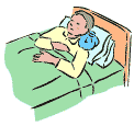 A person sick in their bed