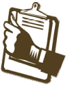 A hand holding a clipboard