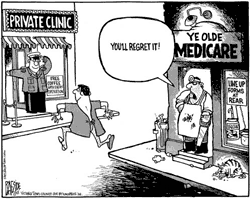 A comic of a man choosing private care