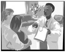 A doctor talking to a couple