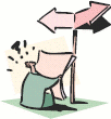 graphic of woman standing at a crossroads