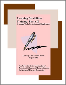 graphic of document cover page: Learning Disabilities Training: Phase II